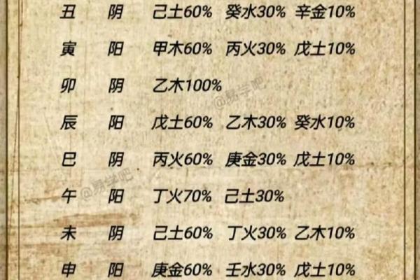 深入解析天干地支藏干表：易学必备宝典